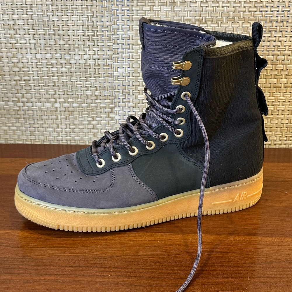 🌟2xHP🌟Nike SF Air Force 1 Gray/Black Premium Sherpa Hi-Top Sneaker Boots 10.5 - Picture 10 of 15